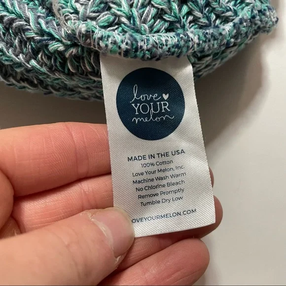 Love Your Melon Heather Aqua Blue Knit Baggy Beanie Winter Hat Preppy Cozy - Picture 4 of 4